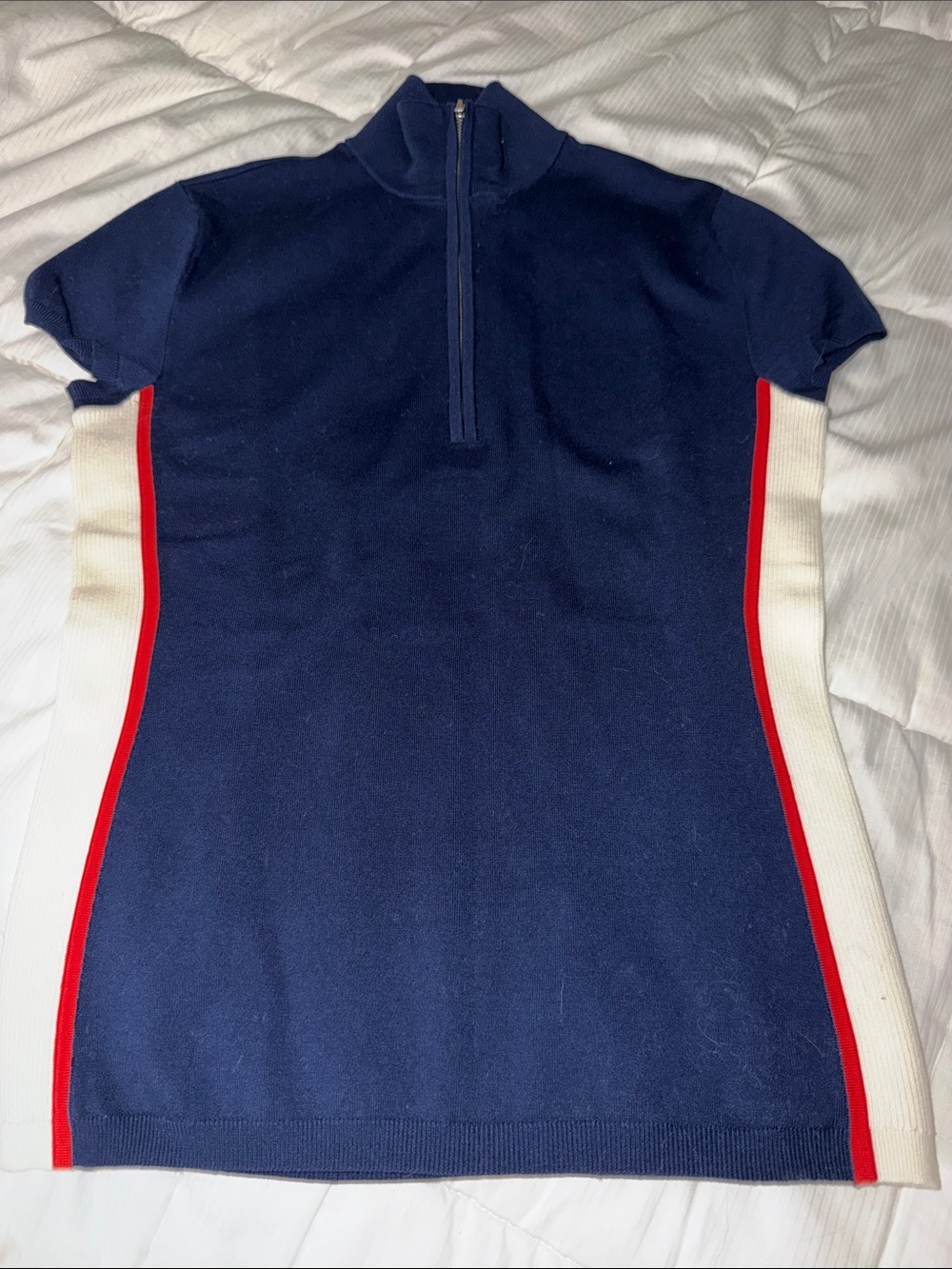 Ralph Lauren Golf Navy Zip-Front top with Red And White Trim
